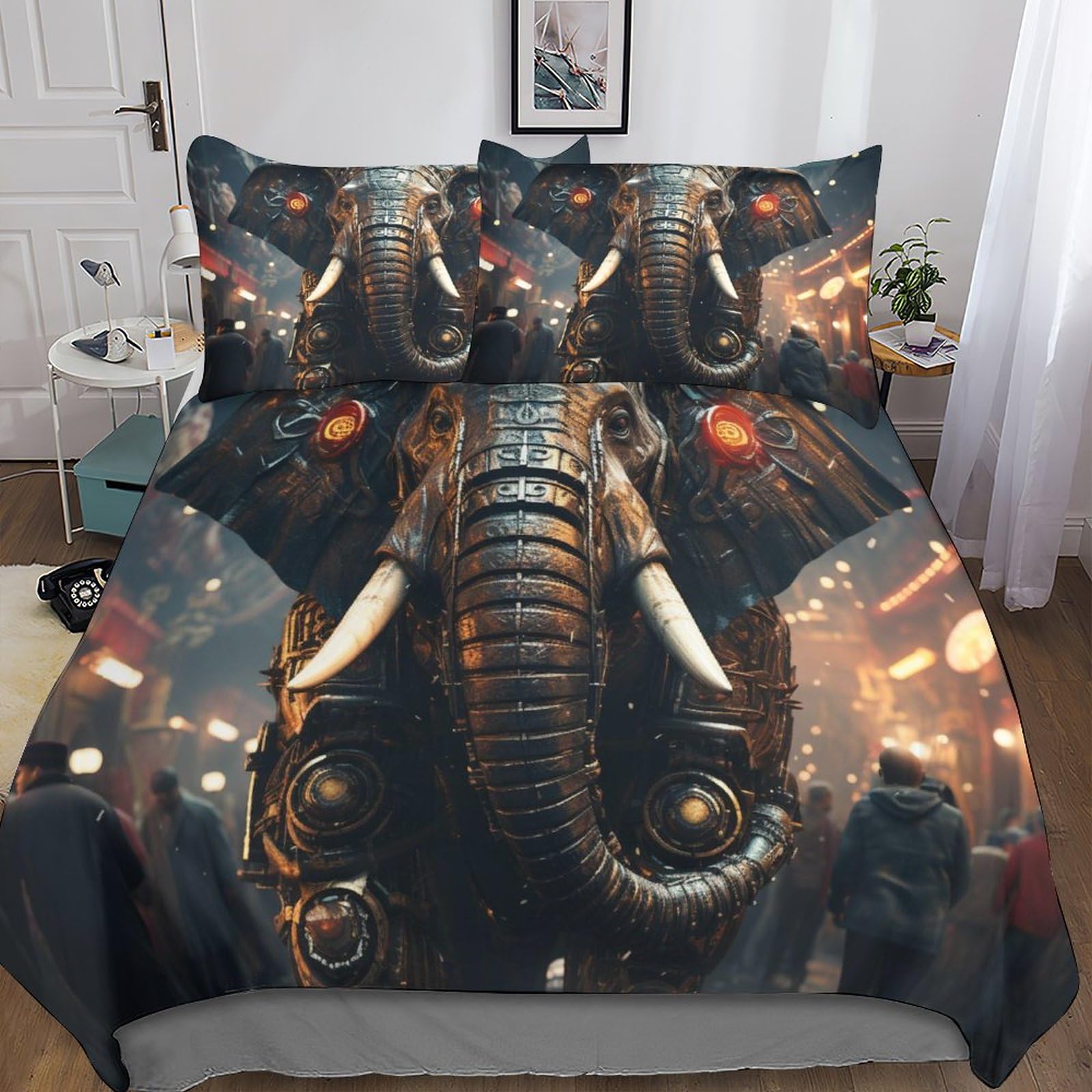 Ensemble de literie éléphants 200x200 avec housse de couette double