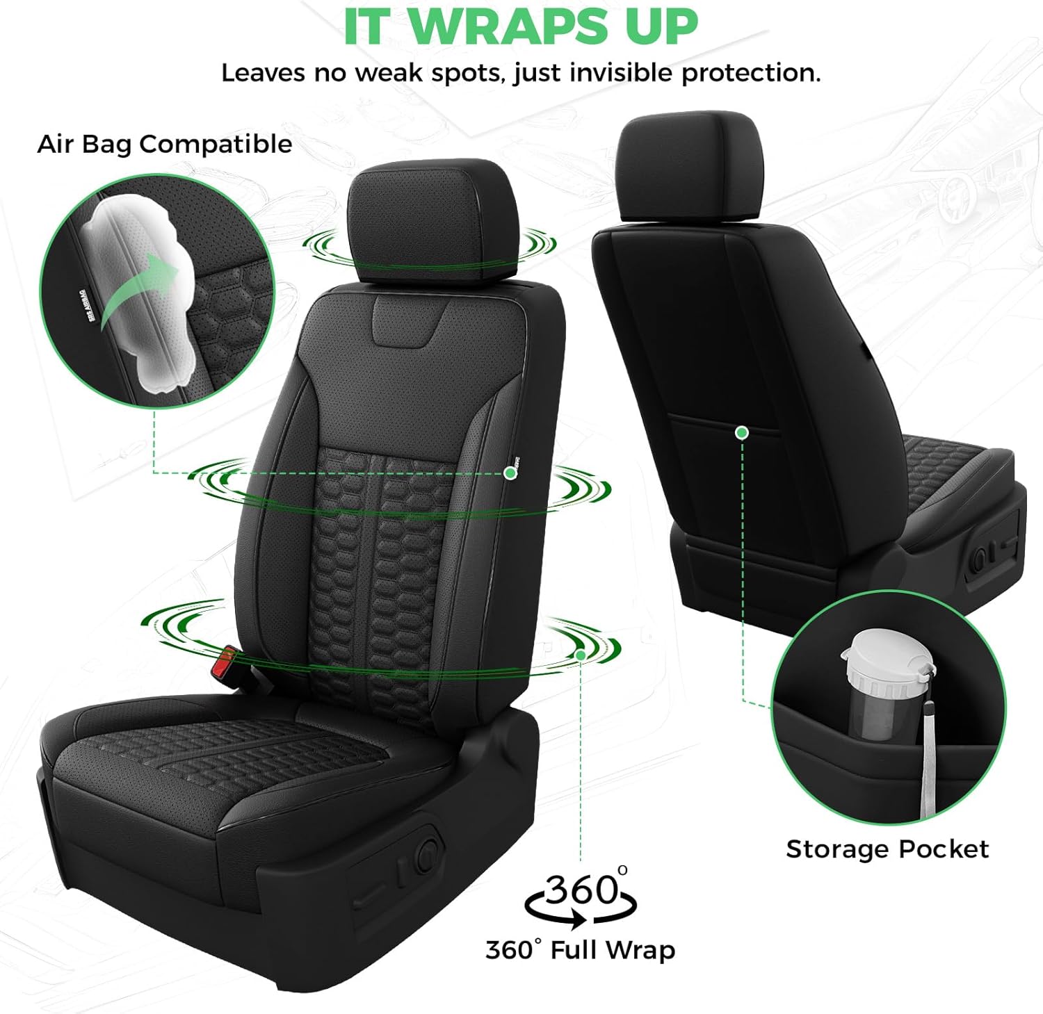 Custom Leather Seat Covers for Silverado/Sierra 1500 2019-2026, 2500HD 3500HD 2020-2026 Crew Cab Full Set with Jump Seat Cover,Truck Accessories