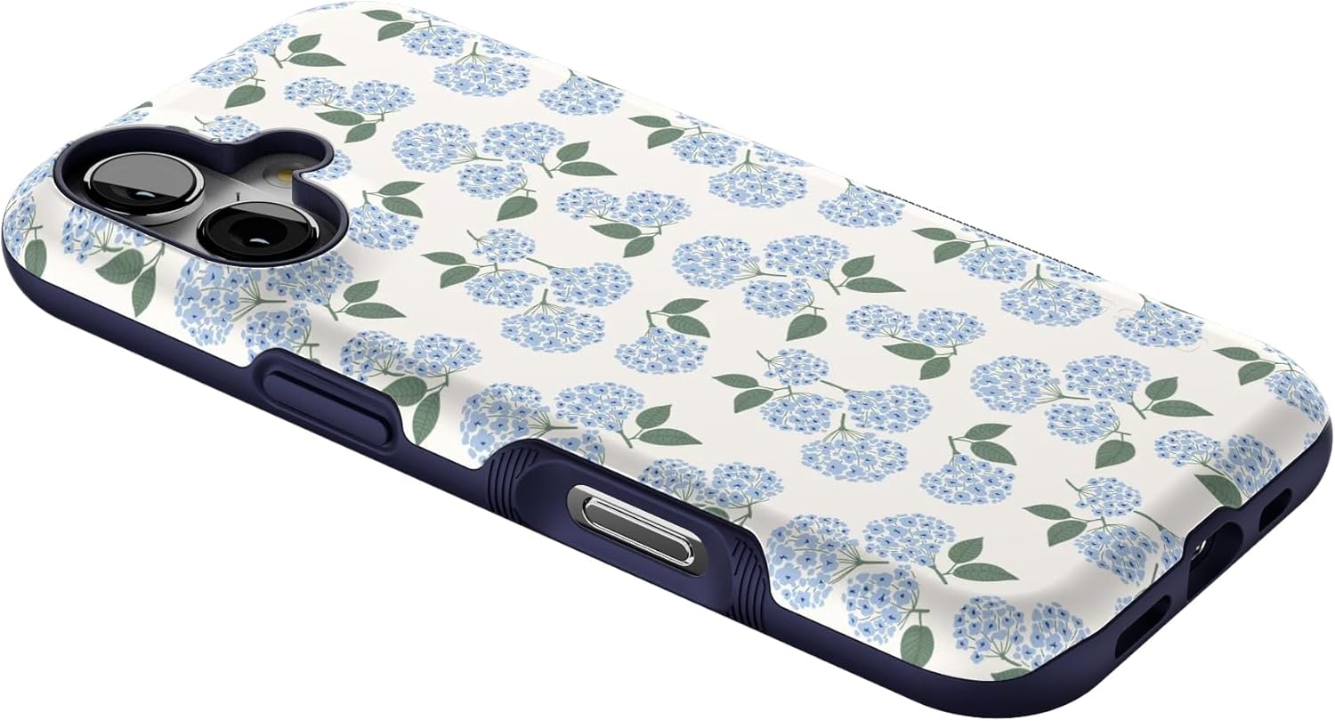 Casely iPhone 17 Case | Nantucket Cottage | Blue Hydrangea | Bold Protective Design | Compatible with MagSafe