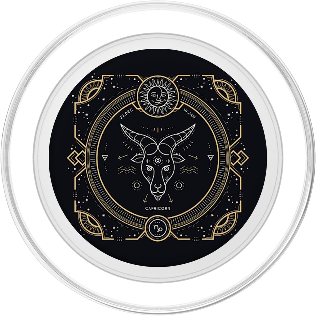 Capricorn Zodiac Sign - Black and Gold PopSockets MagSafe PopGrip for iPhone