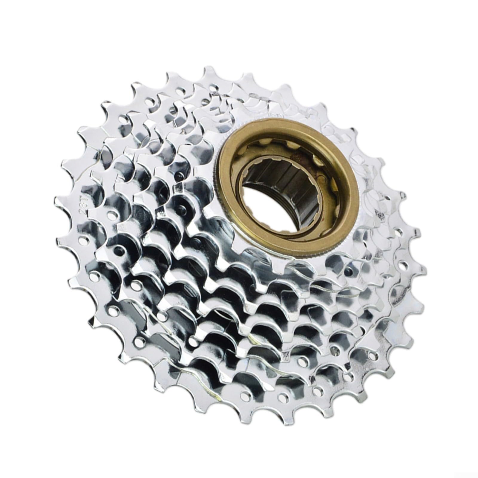Shophubio Pignon de type filetage en acier 7 8 9 vitesses pour VTT, 13-28T 13-32T, roue d'inertie arrière compatible avec moyeu fileté, engrenage de vélo argenté (7S 13-28Targent