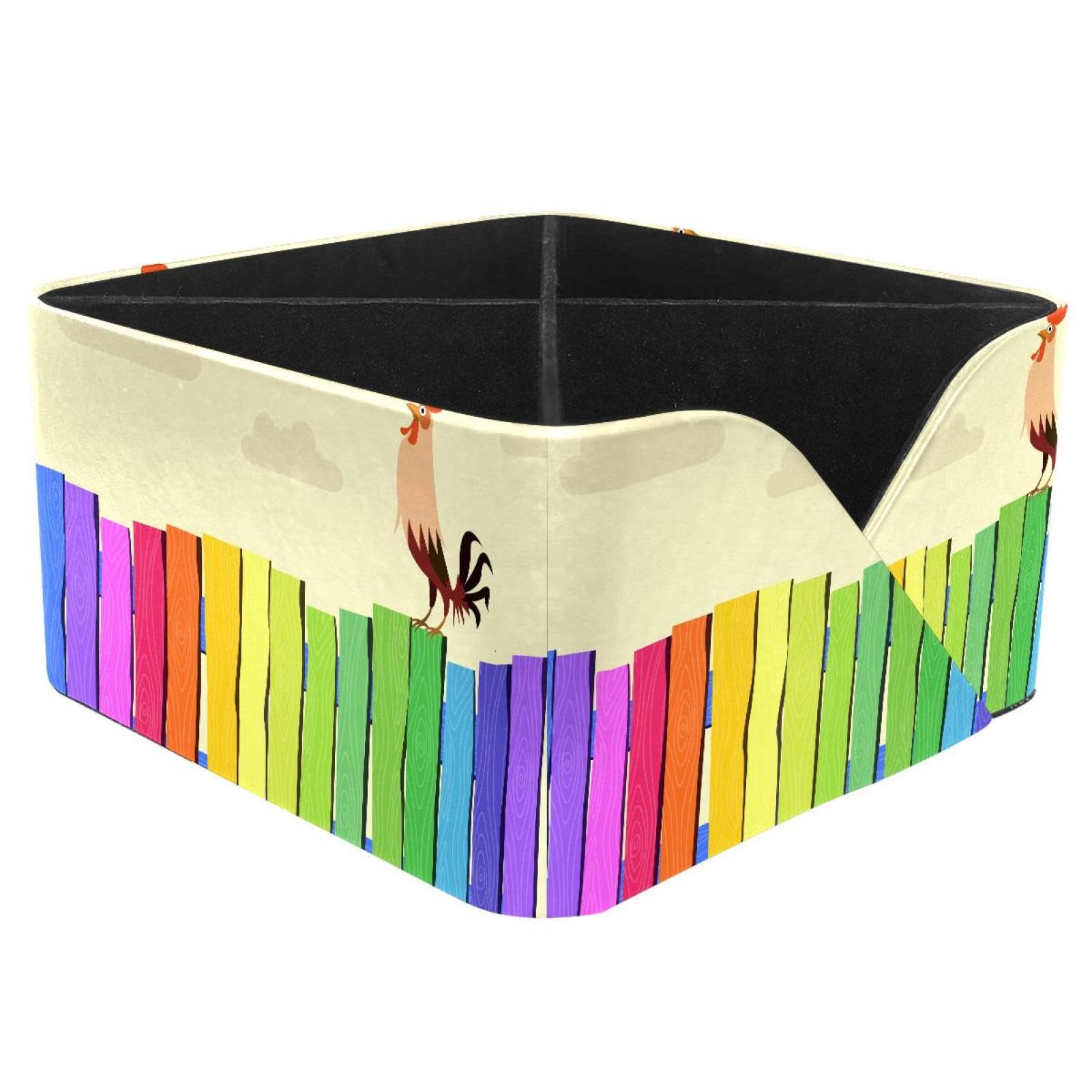KengjuTesu Fence and Rooster Desktop Organizer Pen Holder, Rectangular Pencil Cup for Office, Study and Makeup Stations