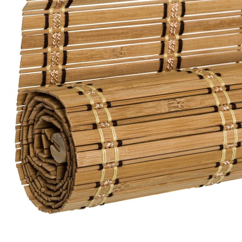Estor Enrollable de láminas de bambú Color Natural de 160 x 180 cm | Persiana de estilo rústico para dar sombra, protección solar y escurecer puertas o ventanas