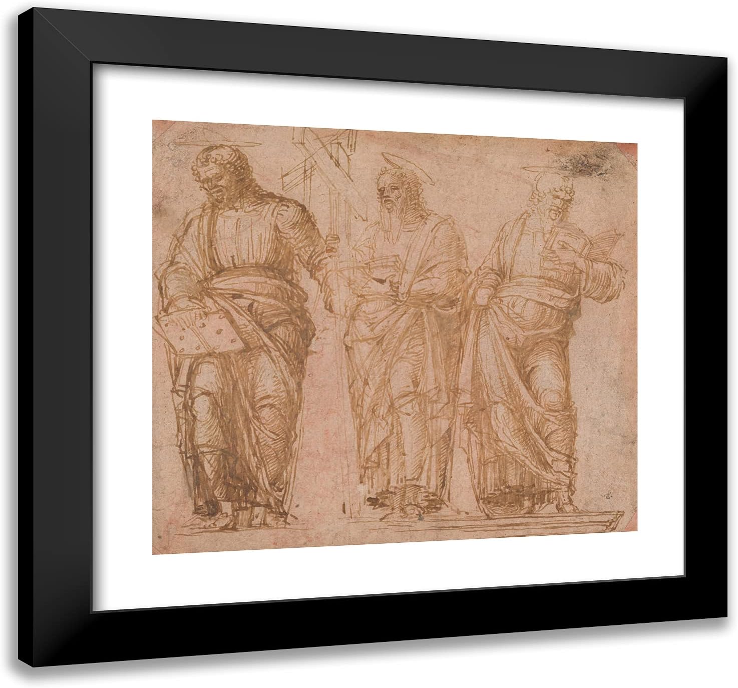 ArtDirect Mantegna, Andrea 21x20 Gold Ornate Framed Art Print with Double Matting Titled: Three Standing Saints