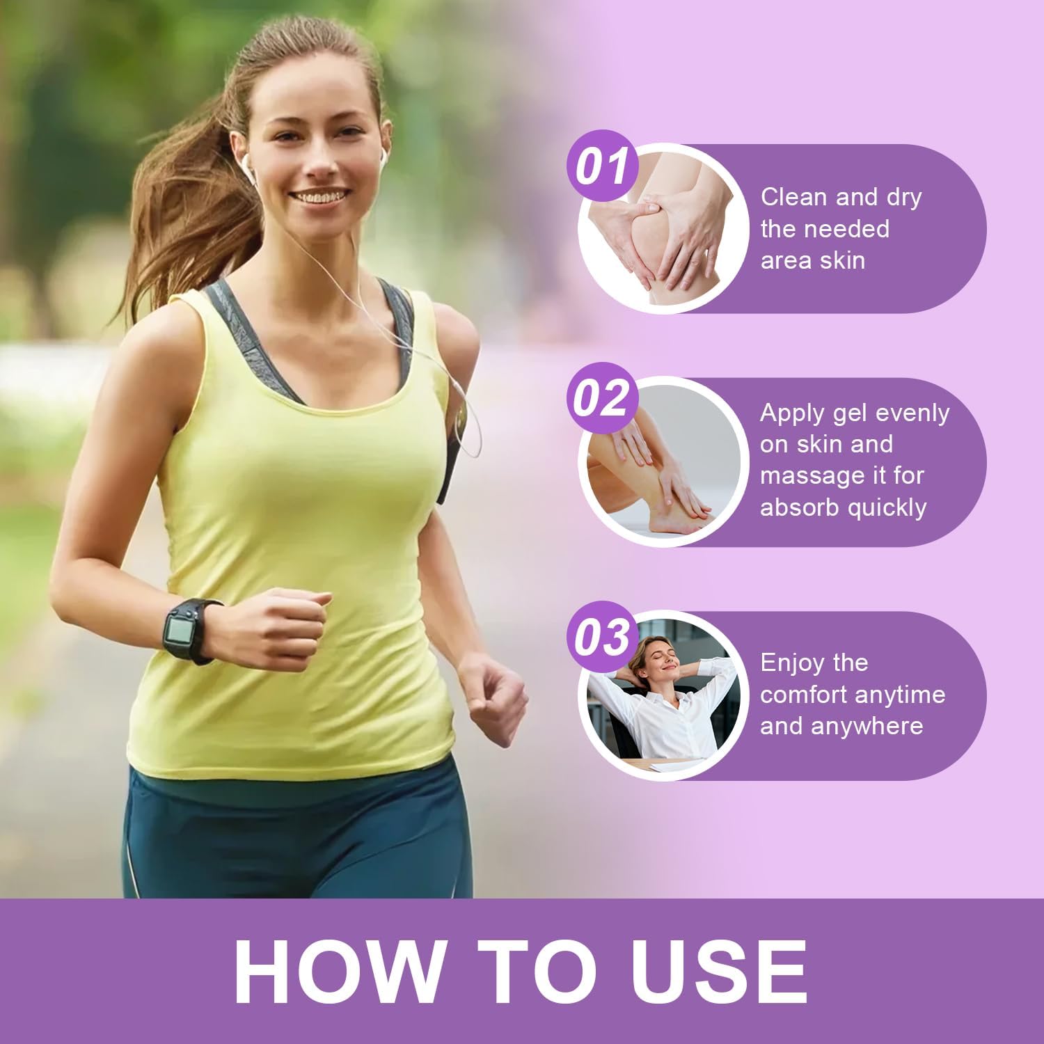 Kresin Joint Comfort Purple Gel, Kresin Joint Comfort Massage Gel, Soothes Discomfort for Neck, Back, Knees, Lumbar, and Feet, Absorb Quickly and Non-Greasy, 1.75 OZ, Purple - Image 6