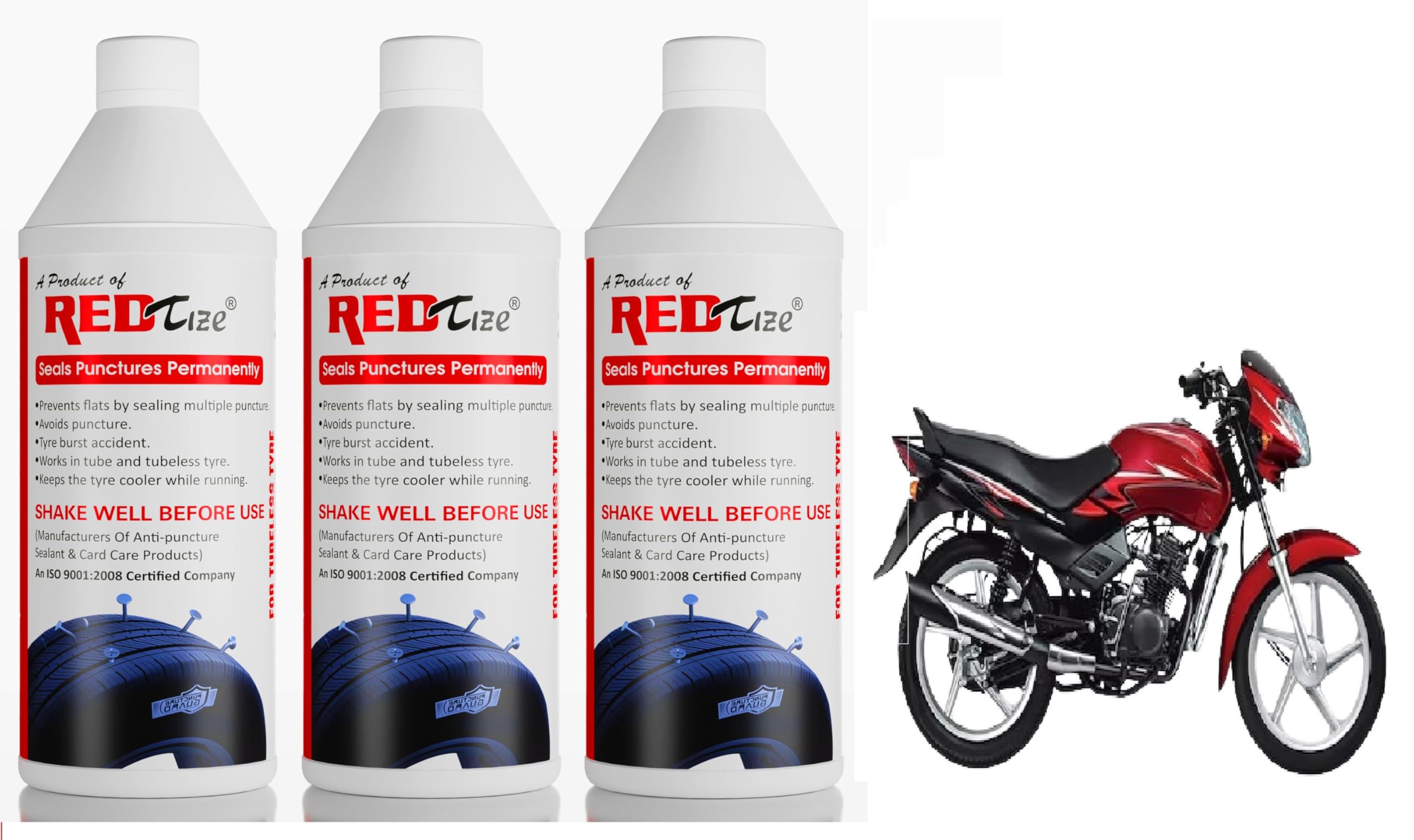 Redtize Tyre Sealant Anti Puncture Liquid for Bike & Car Tyre Tubeless (Packof 1) Anti Puncture Liquid for Bike & Cars