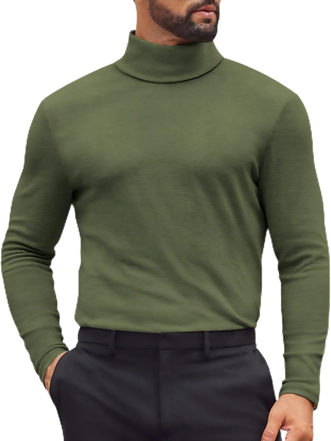 COOFANDY Mens Turtleneck Shirts Slim Fit Shirt Tops Lightweight Pullover Thermal Sweater Casual Long Sleeve Shirt
