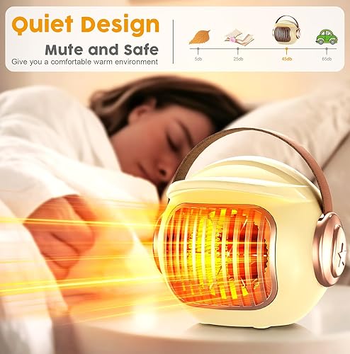 Miniatura 3 de Calentador de espacio eléctrico de 500 W, certificado PTC UL, calentador portátil con protección contra sobrecalentamiento y vuelco, calefacción
