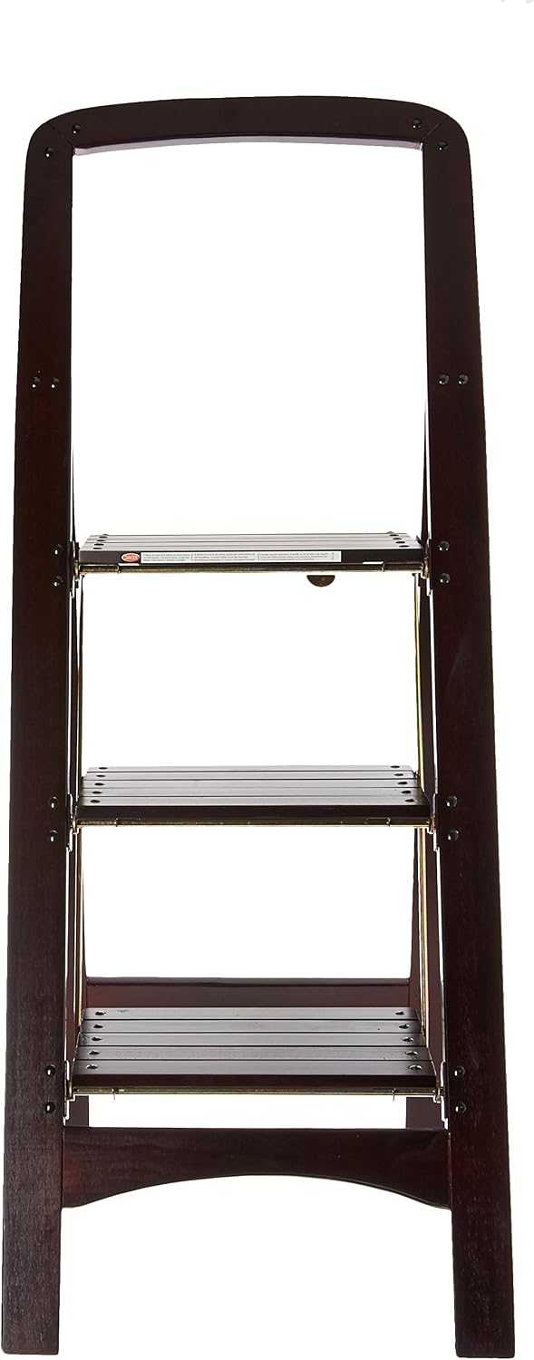 Cosco Three Step Rockford Wood Step Stool, Mahogany