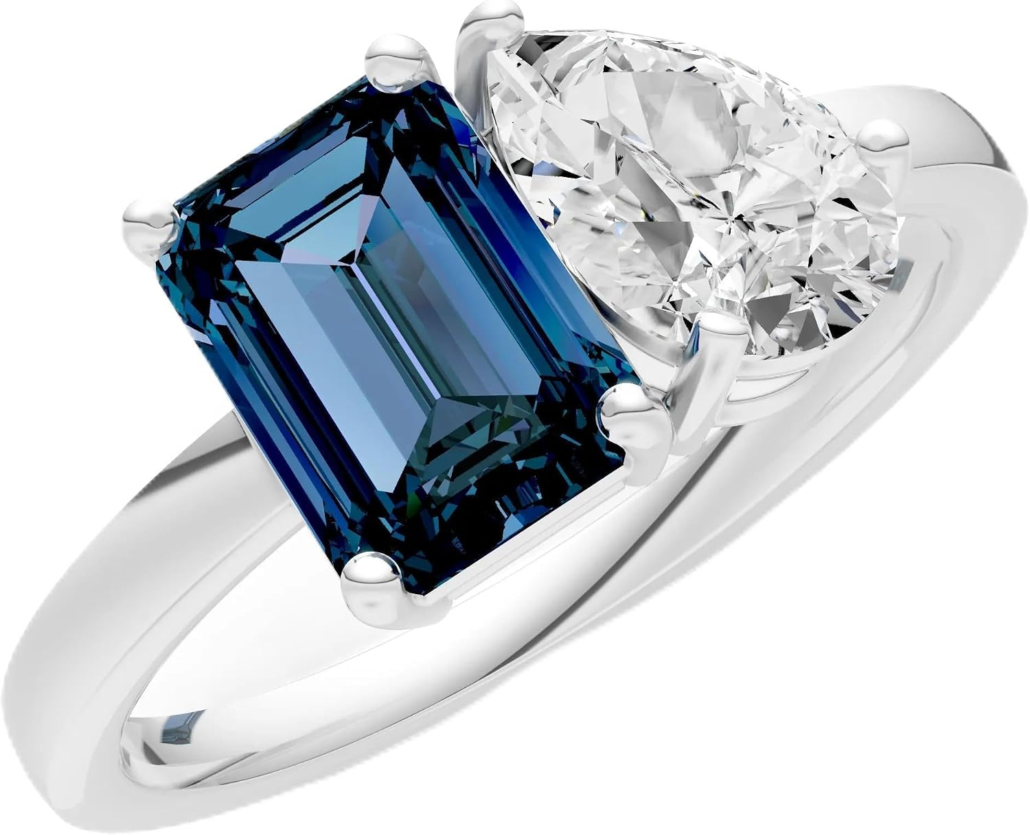 PEORA Emerald Cut Cut Alexandrite Cocktail Band Available in Solid 10K, 14K or 18K Ring – White, Yellow or Rose Gold