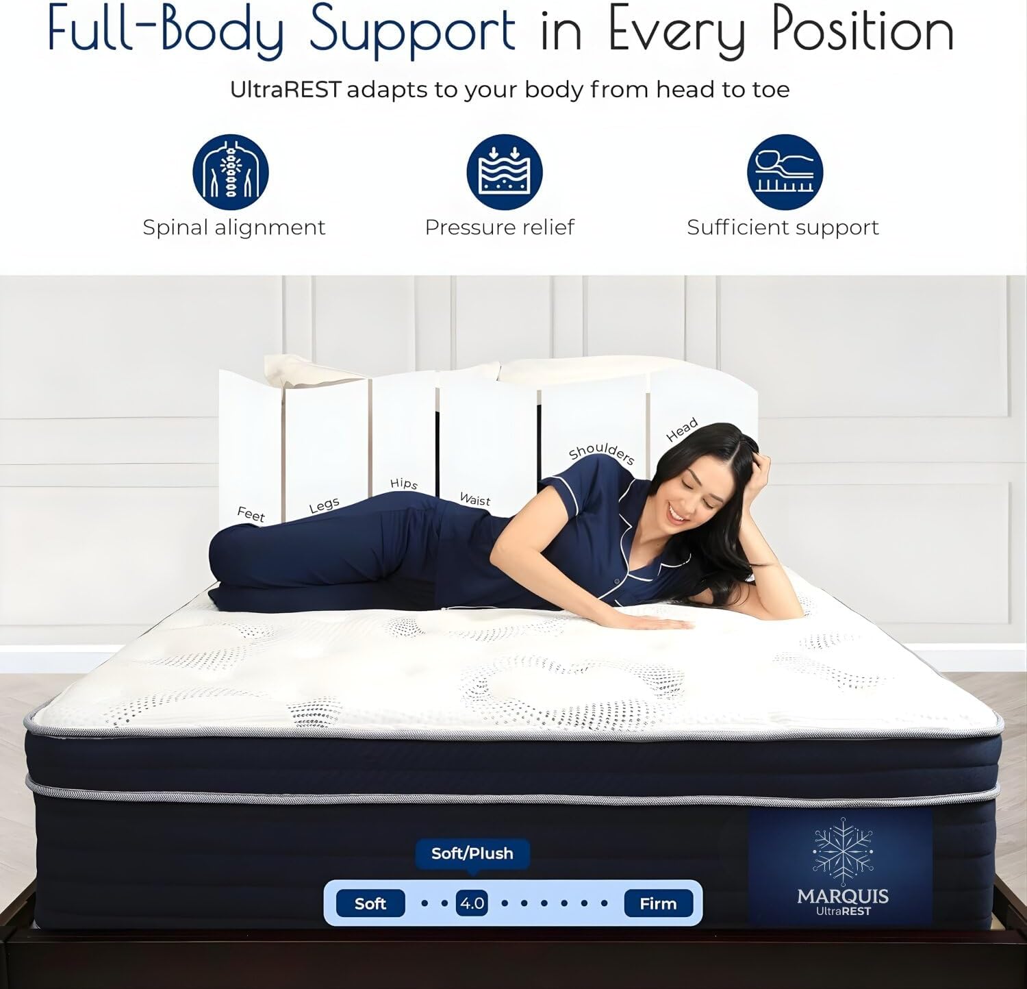 UltraRest 14" Plush Hybrid Twin/Made In USA/Cool Touch Cover & Cooling Gel Memory Foam/TriZoned Ind Wrapped Coils for Motion Isolation and Pressure Relief/CertiPUR-US Certified/10-Year War