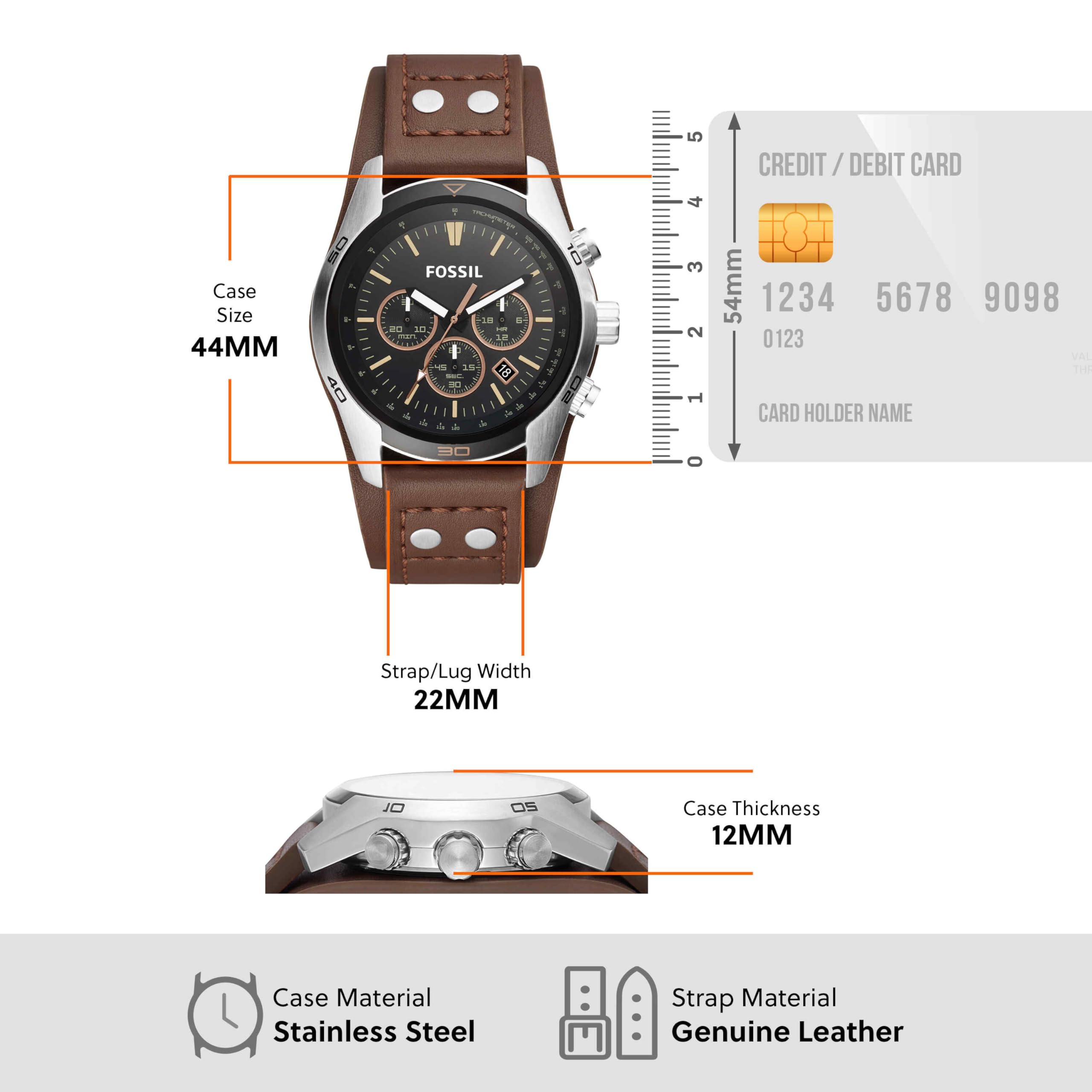 Fossil Reloj para Hombre Coachman, Movimiento cronógrafo de Cuarzo