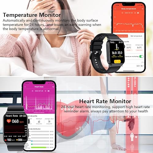 Miniatura 2 de Reloj inteligente para hombres y mujeres, Bluetooth integrado, monitor de ritmo cardíaco, seguimiento de oxígeno en sangre, reloj inteligente