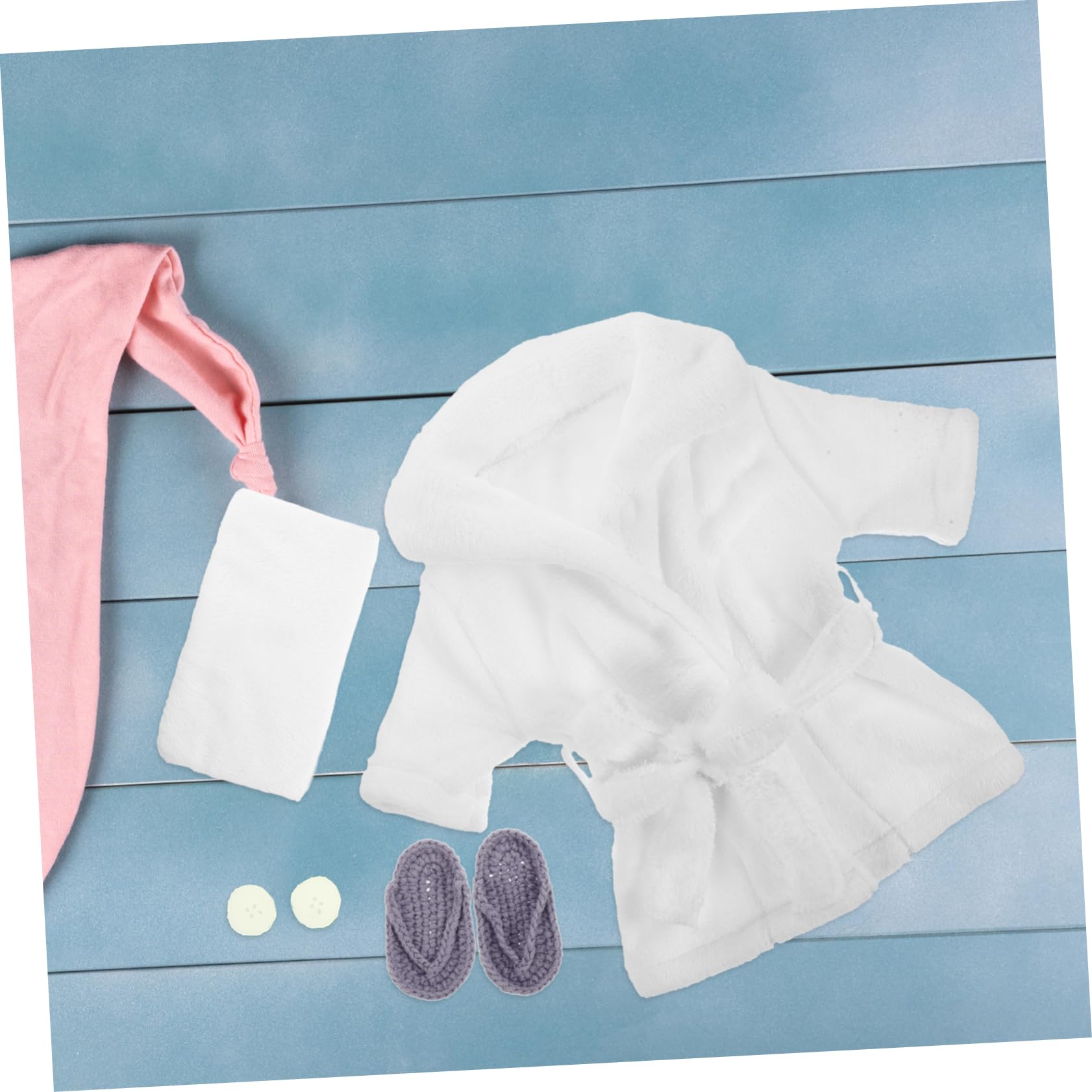 Ciieeo Kit de Bata de Baño para Fotografía de Recién Nacidos Juego de Toallas para Bebé Toalla de Baño para Niños Pequeños Capucha Polar Coral Bebé