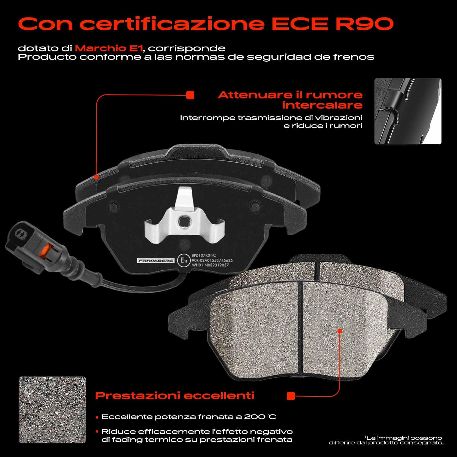 Frankberg Set freni incl. 2x Dischi Freno + 4x Pastiglie dei Freni Anteriore Compatibile con Golf VI 5K1 Golf V 1K1 Golf VI Variante AJ5 Yeti 5L Replace# JZW615301J,5C0615301A
