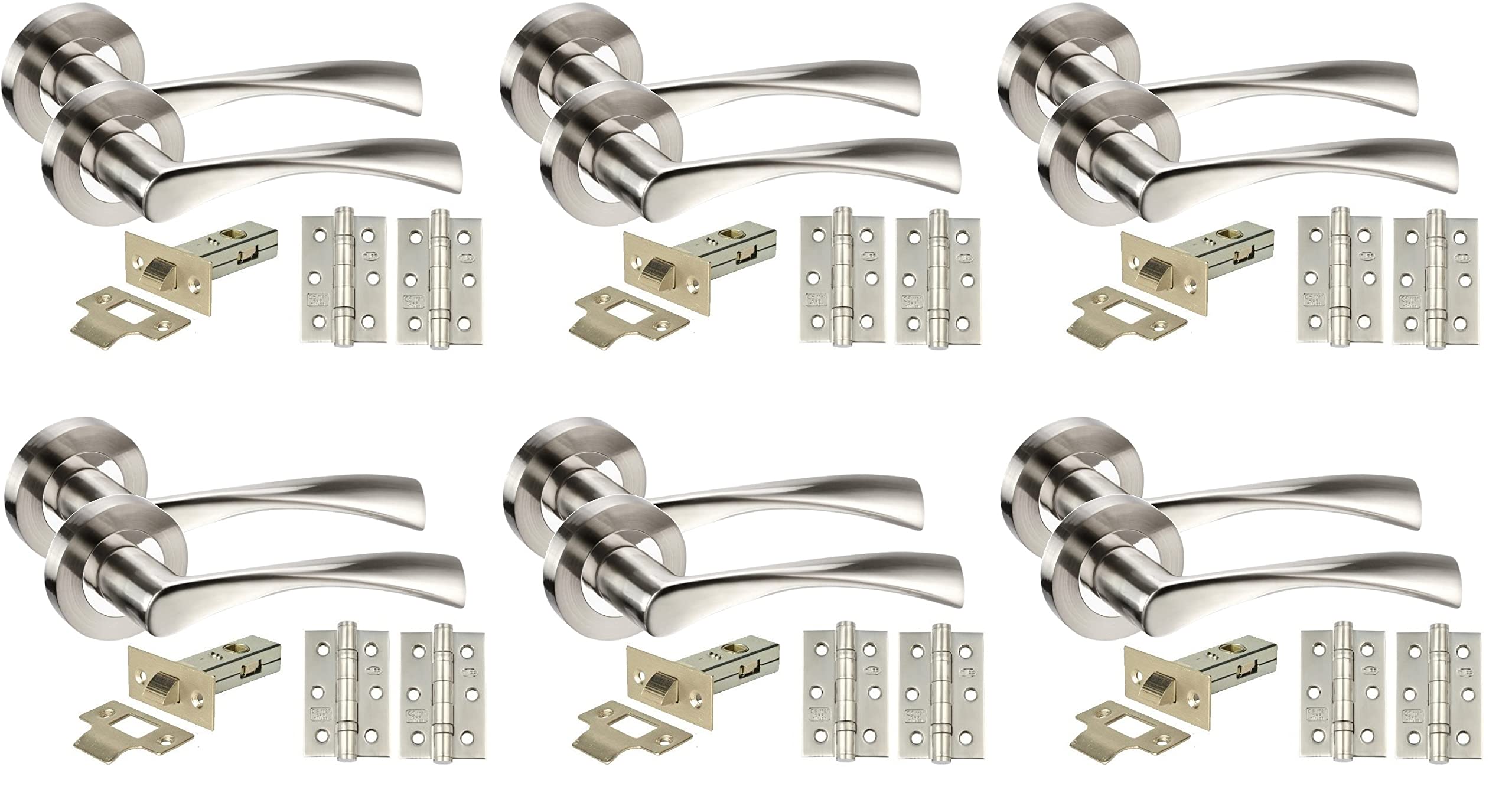 Golden Grace Twist Astrid Duo Chrome Door Handle Set 6 Pack