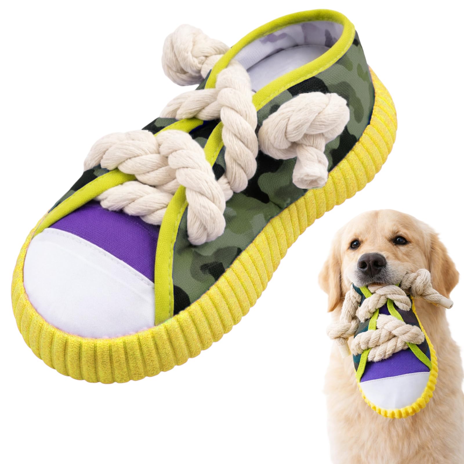 YSFVNP Puppy Teething Toys, Puppy Chew Toys with Squeaker And Rope for Small Dogs, Interactive Tug E Nuff Puppy Teething and Playtime (Yellow)