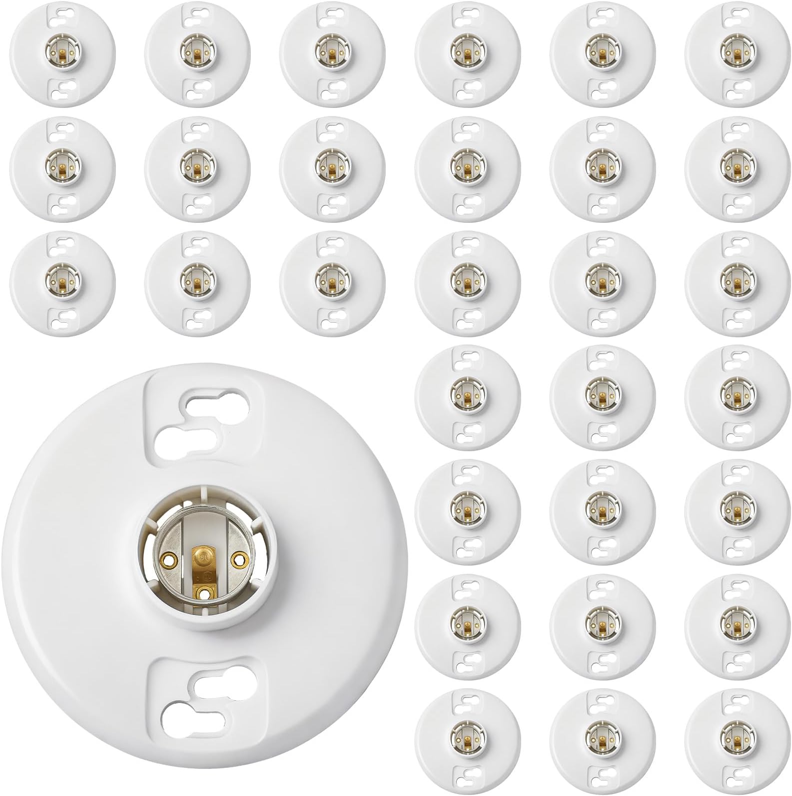- 30 Pcs Medium Base E26 Lamp Holder Ceiling Light Sockets White Bulb Socket Incandescent Fluorescent CFL Lamp Holder 660w 250v (Phenolic Resin)