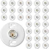 30 Pcs Medium Base E26 Lamp Holder Ceiling Light Sockets White Bulb Socket Incandescent Fluorescent CFL Lamp Holder 660w 250v (Phenolic Resin)