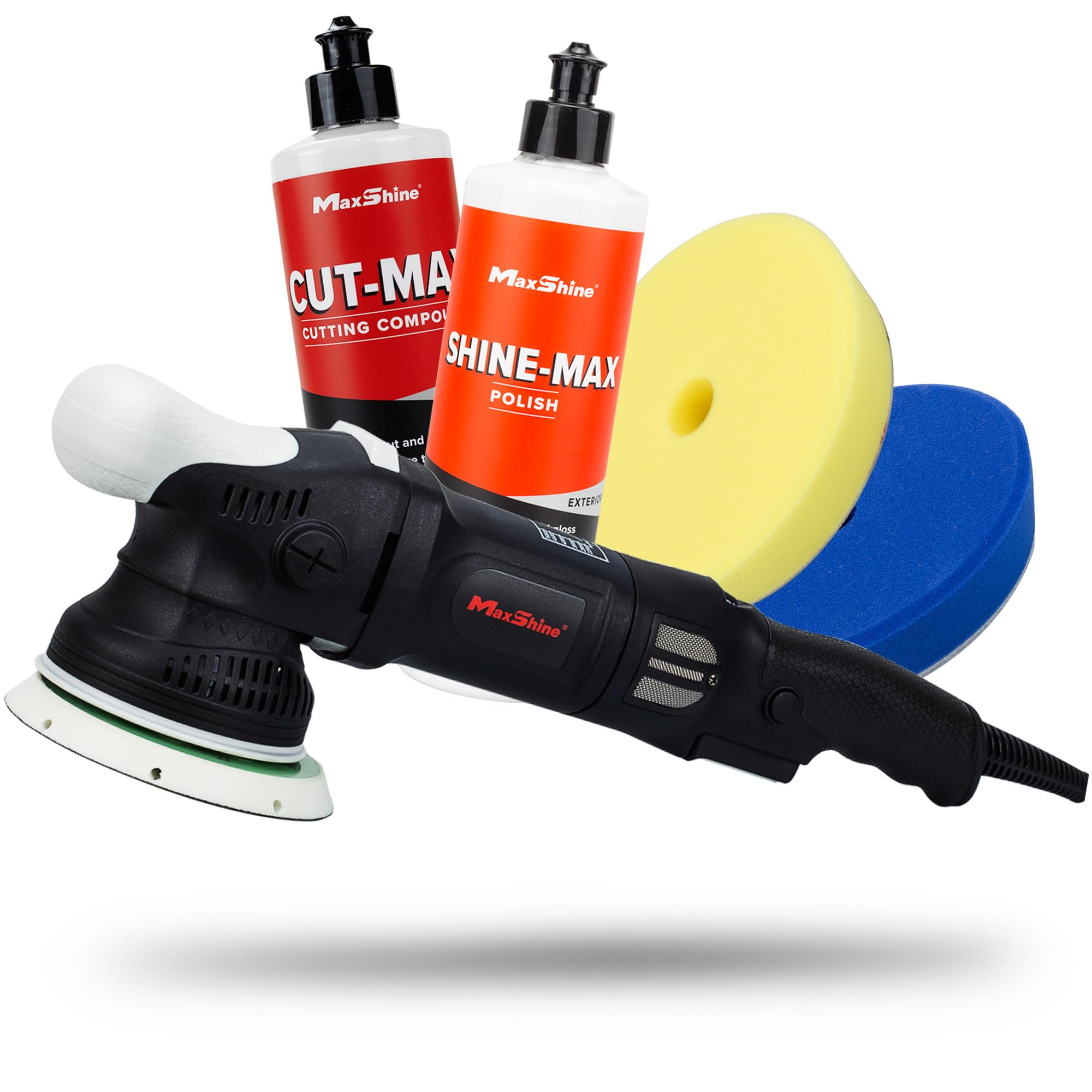 Maxshine M15 Pro Dual Action Polisher &amp; Cut Polish Kit – 15mm Long Throw 1000W Car Buffer with 5” Backing Plate, Variable Speed 2,500–5,000 OPM – Detailing Tool for Cars, Trucks, SUVs &amp; Boats
