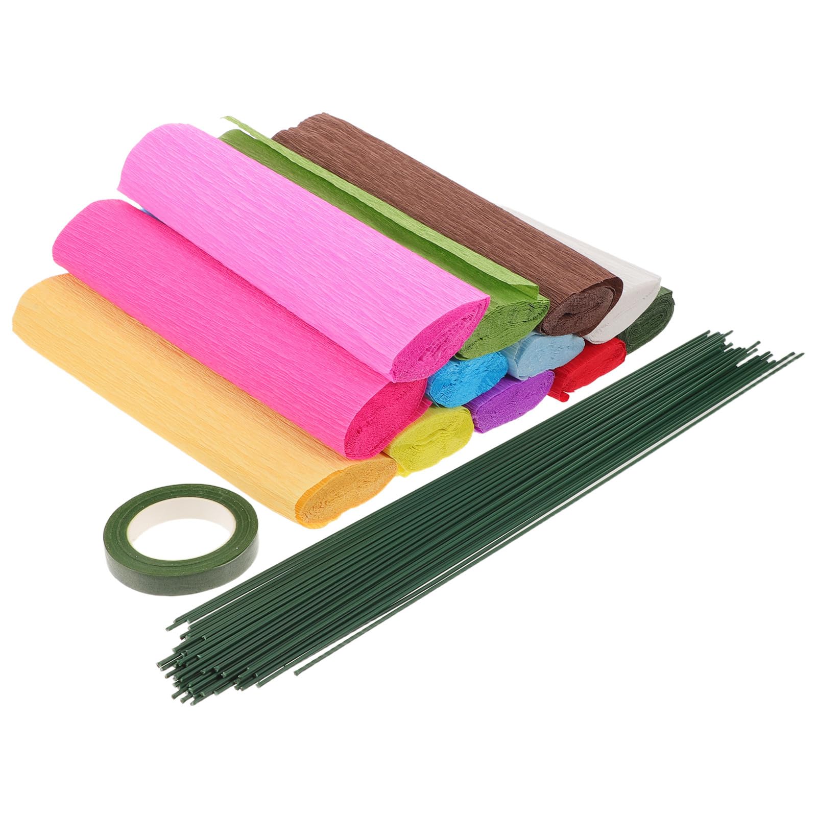 Cabilock Kit de Fabrication de Fleurs Papier Crépon avec Tige Papier Décoratif Floral pour Anniversaire Mariage et Loisirs Créatifs