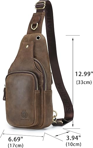 Miniatura 47 de LUKZIJAES Bolso bandolera de cuero genuino para hombre marrón (#1-Brown)