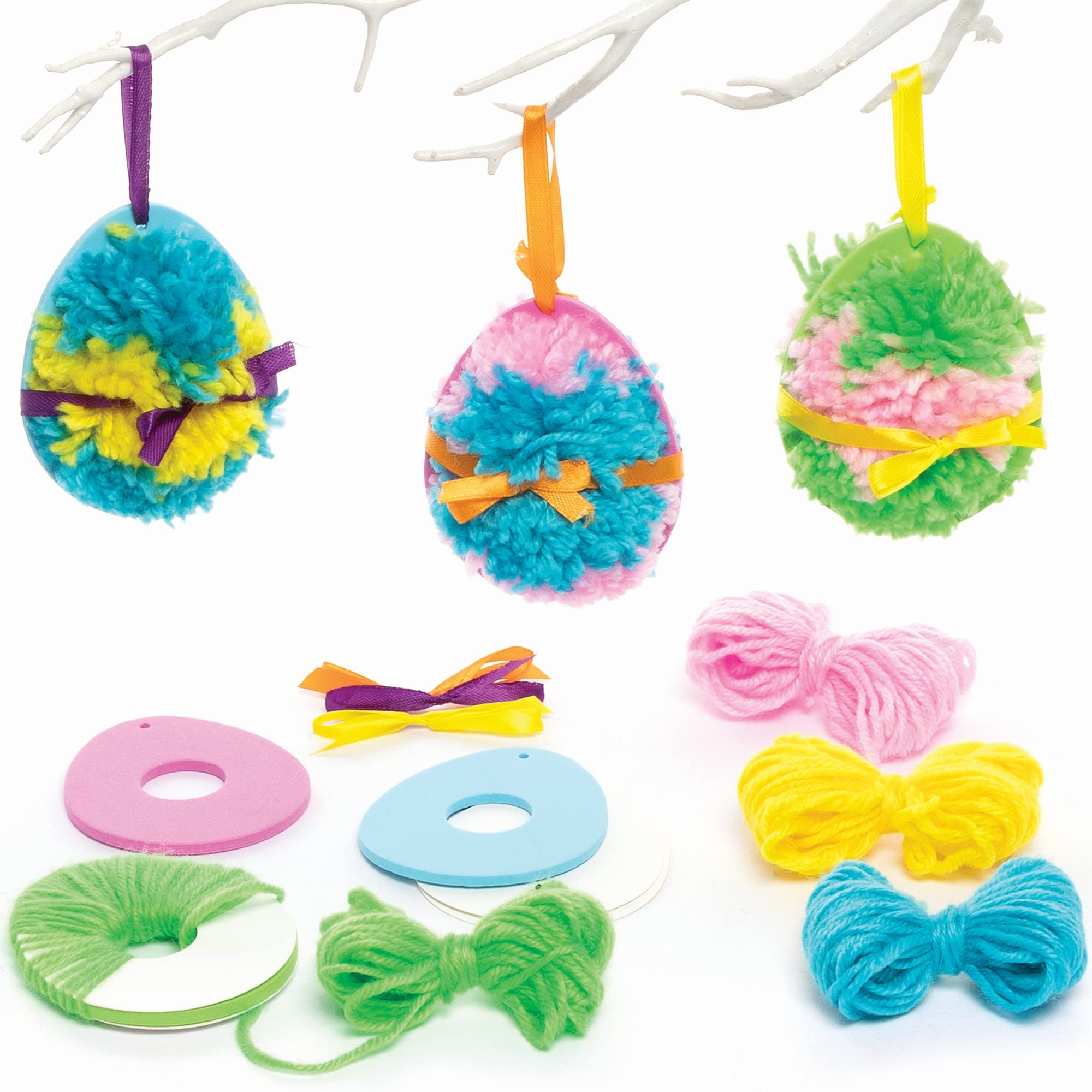 Baker Ross Easter Egg Pom Pom Kits - Pack of 3