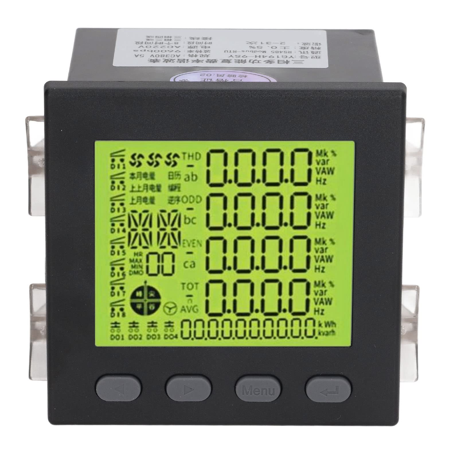Hyuduo 3-fazowy Miernik Mocy 3-fazowy Licznik Energii Wielofunkcyjny Monitor Zużycia Energii Elektrycznej z komunikacją Obudowa ABS Zmniejszająca palność dla Automatyki Podstacji