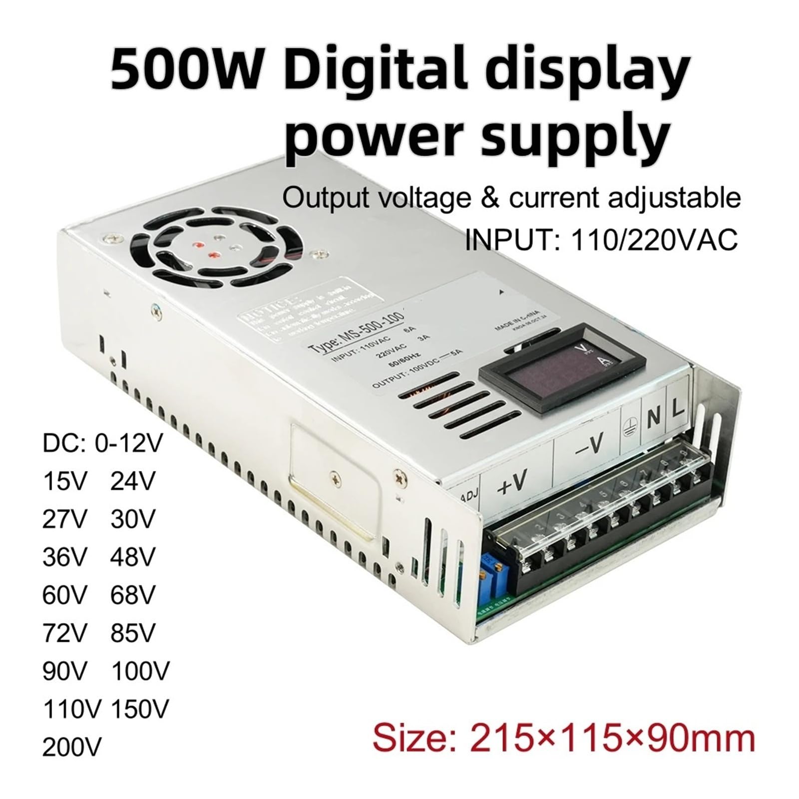 Alimentatore switching con display digitale regolabile