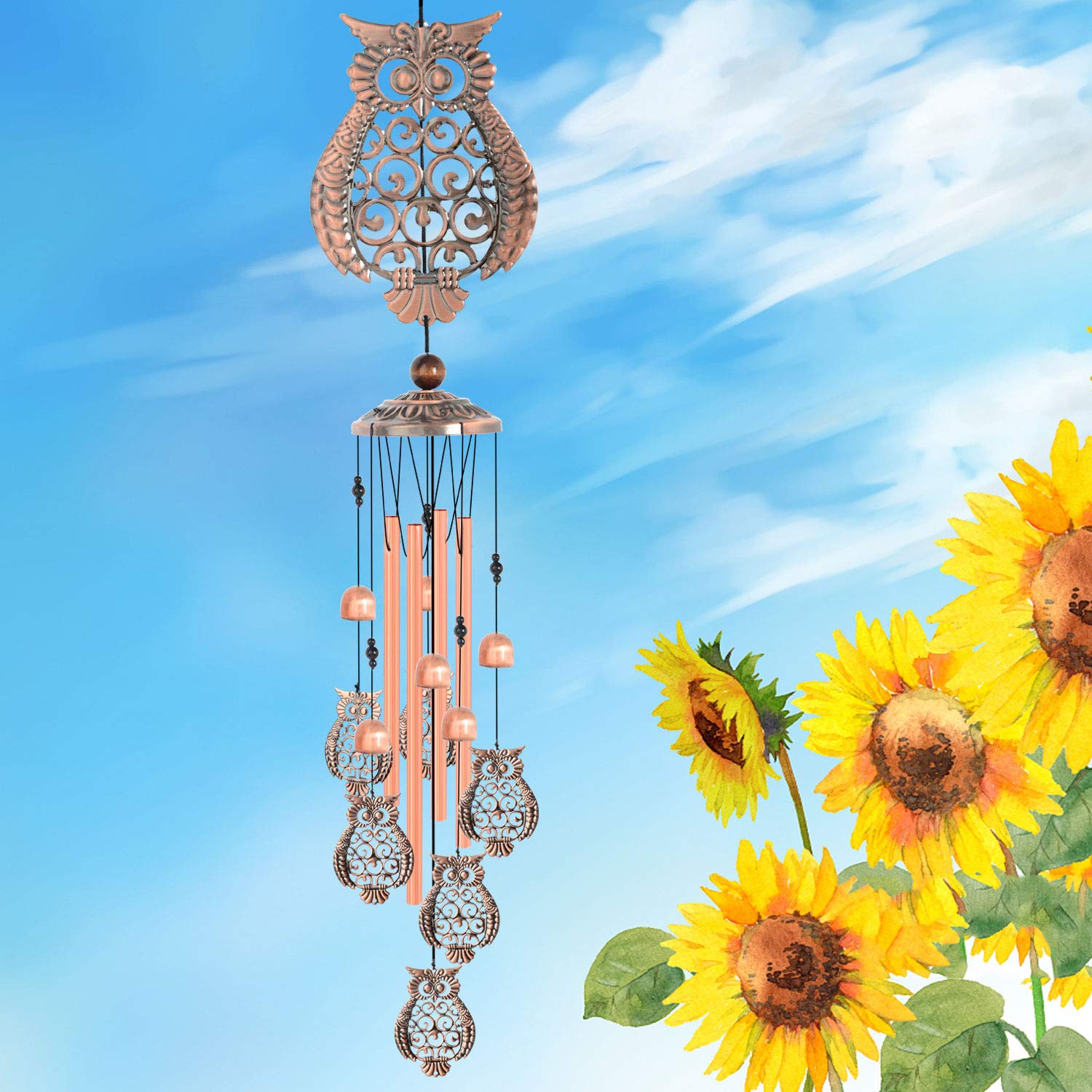 Wind Chimes,Owl Solar Wind Chimes For Mom Owl Decor For Outside Outdoor Clearance Gardening Gifts Birthday Gifts For Mom For Women Grandma Gifts Christmas Decorations Mom Day Light Gift Y