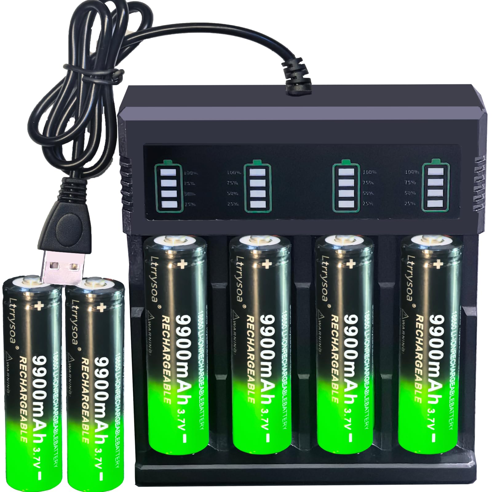 6pcs 18650 Rechargeable Battery W?i?th 18650 Battery Charger,Universal Smart 18650 Charger for 3.7V Lithium ion Batteries 18650 Rechargeable Battery Ltrrysoa