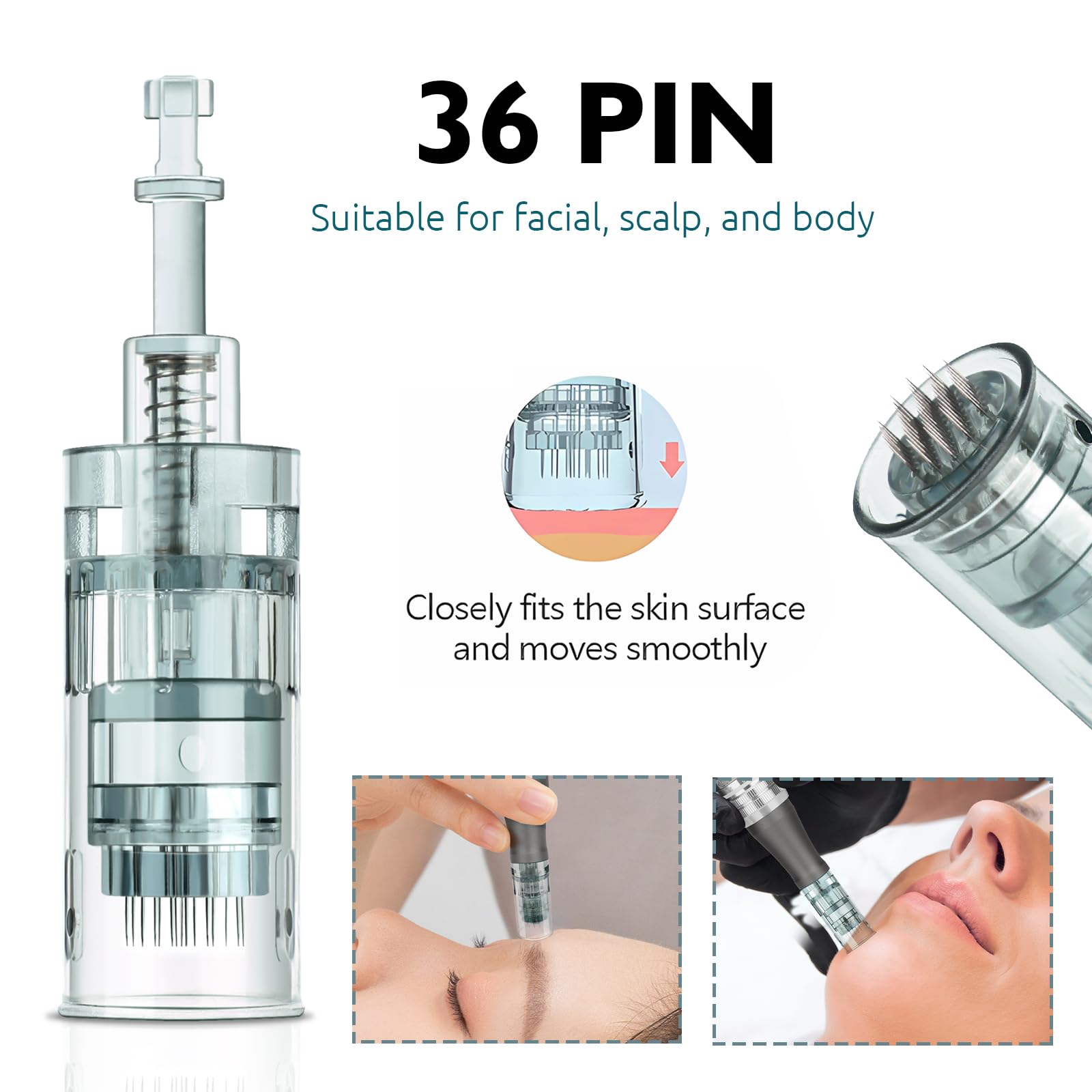 20 Pezzi Dermapen M8 Microneedling Cartucce 36 Pins, Ricambio Originale Derma Pen per Microneedling Ultima M8/ M7S/ A6S Microneedling Electric Derma Pen, Slot a Baionetta (36Pins, 20Pcs)