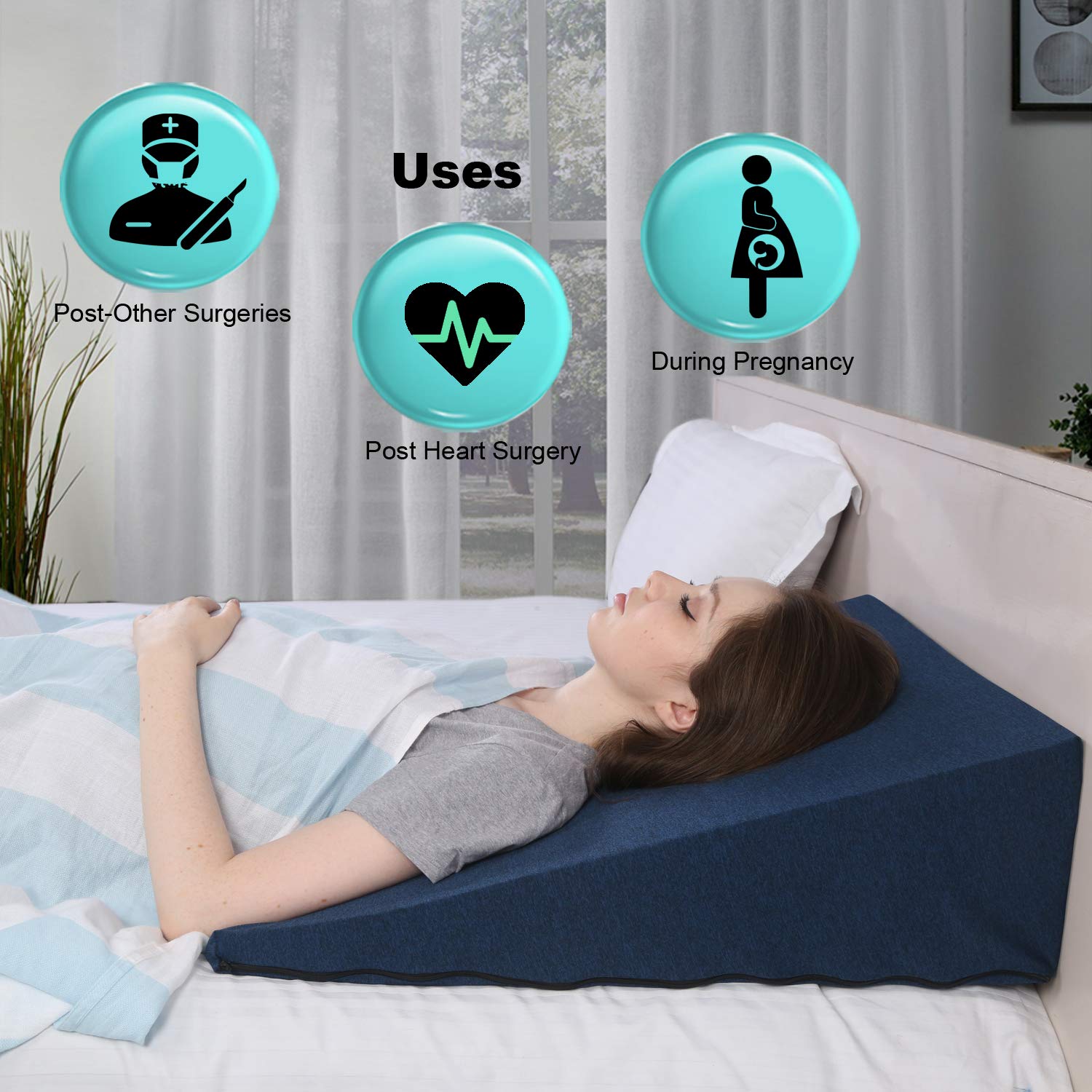 METRON Memory foam Semi Long Bed Wedge Pillow for Acid Reflux for