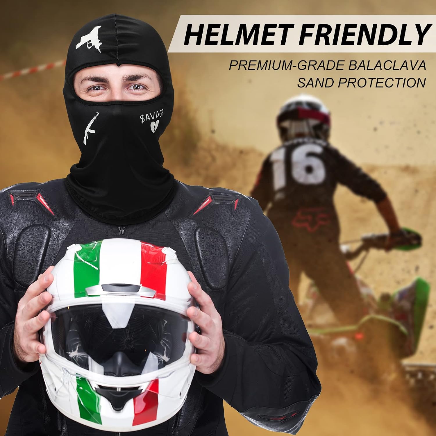 Wesiti 4 Pcs Motorcycle Balaclava Helmet Liner UV Sun Protection Breathable Full Face Cover Mask for Men Women Summer Riding
