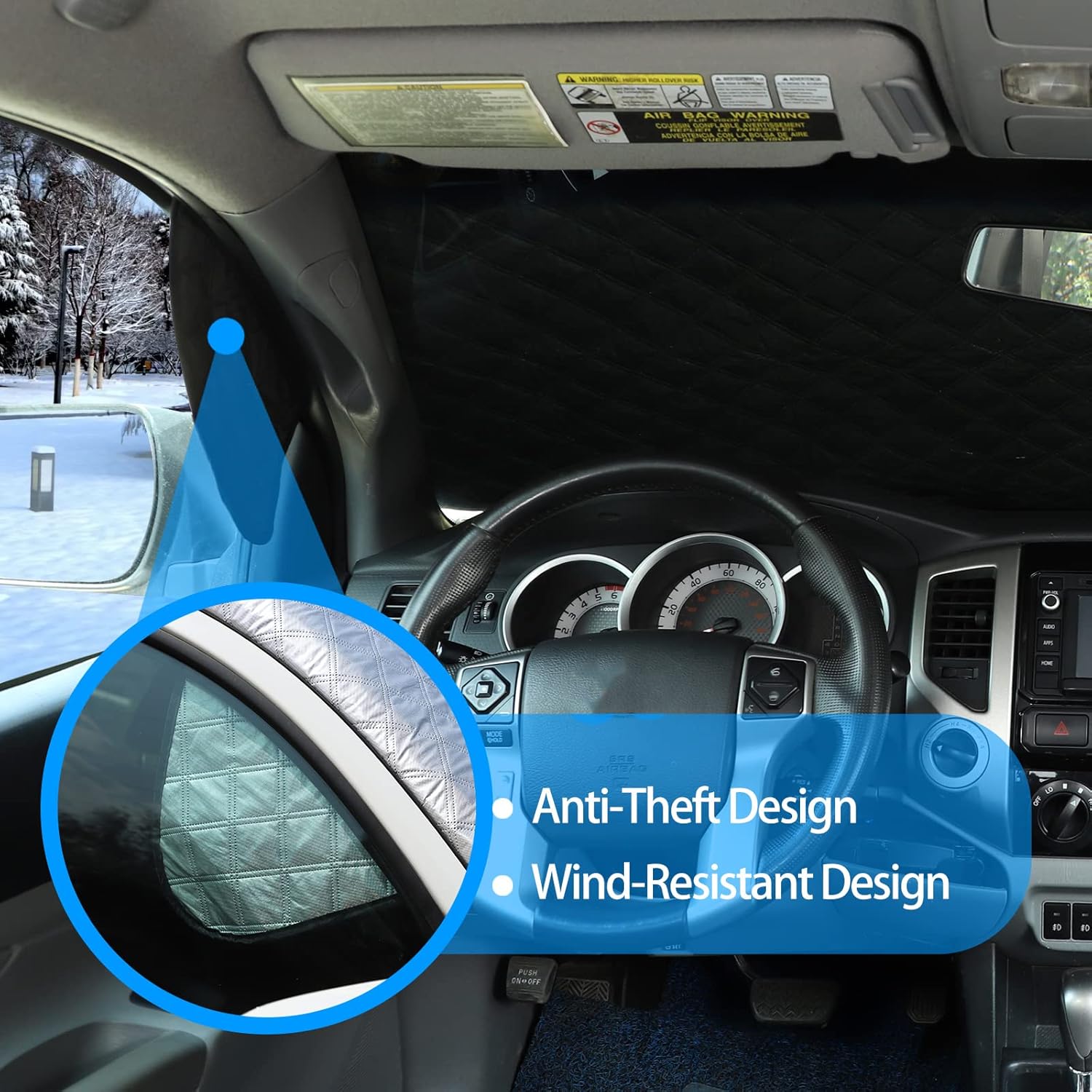 LLKUANG Car Windshield Snow Cover Fit for Toyot@ Tacoma 2011-2022,Windshield Snow Ice Cover Sun Cover,All Weather Dustproof Windshield Cover,Protects Windshield from Rain, Sun, Frost