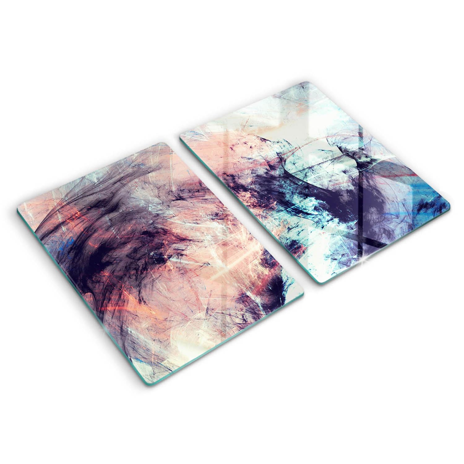 Planche à découper induction Wallfluent 2x40x52cm en verre avec décor d'abstraction peinte