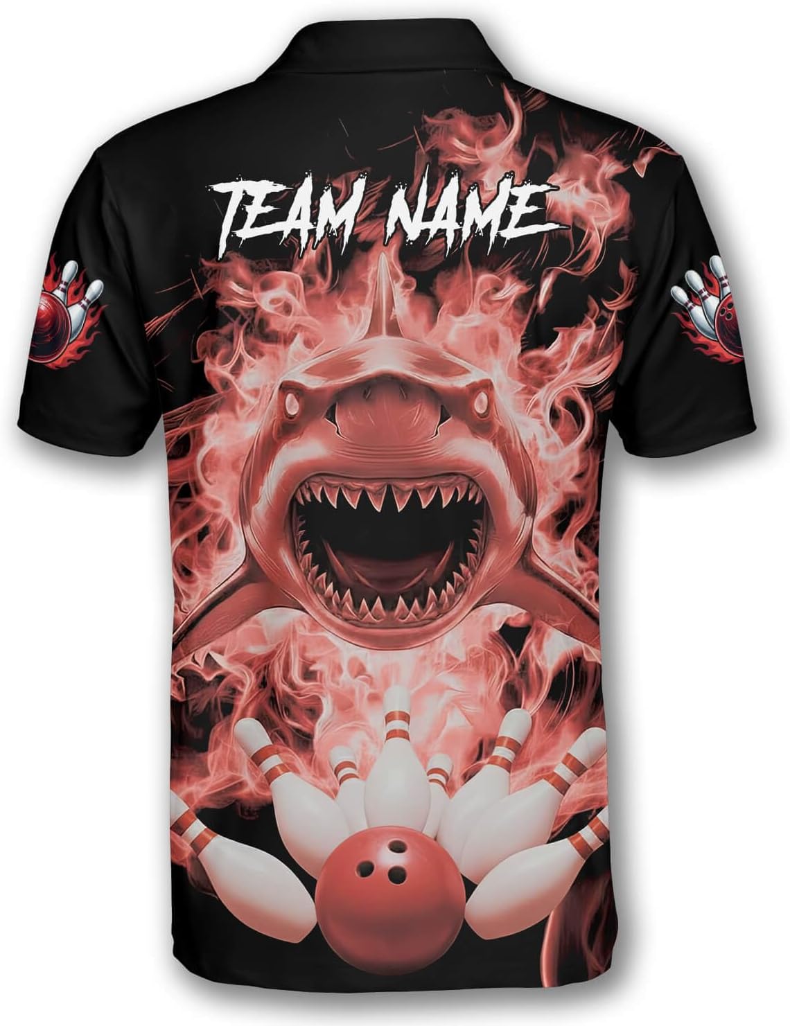 PRIMESTY Shark Bowling Polo Shirts – Personalized Bowling Jerseys with Shark Design for Men, Women, and Unisex