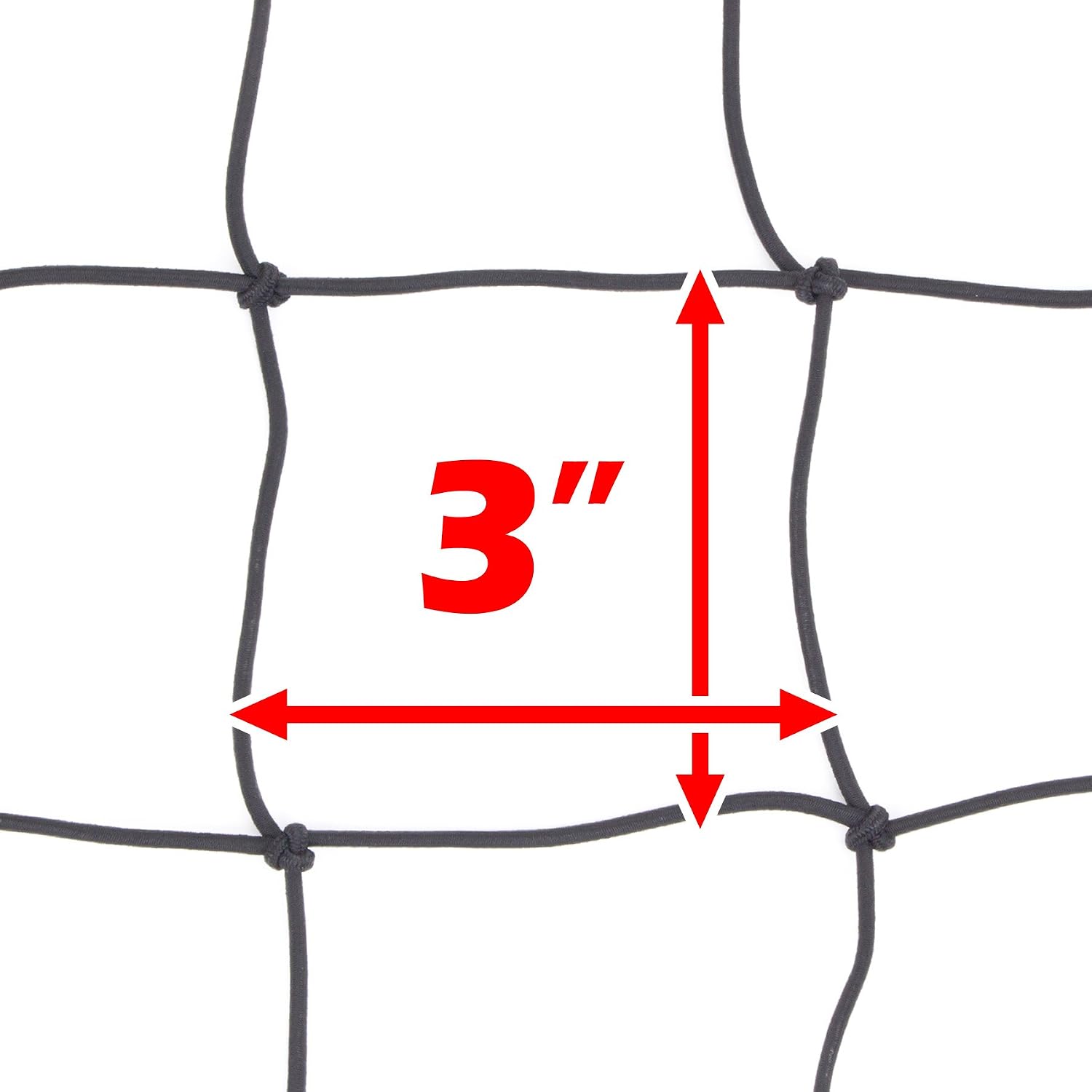 Powertye 15in x 15in Elastic Cargo Net with 6 Steel Hooks and 3in x 3in Mesh