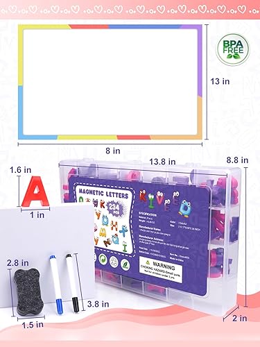 Miniatura 5 de Juego de juguetes de letras y números magnéticos imanes magnéticos fuertes de 234 piezas de alfabeto coloridos para niños pequeños - Imanes