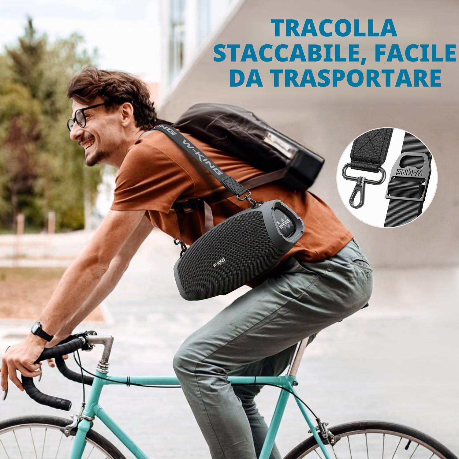 W-KING 120W PICCO 70W Cassa Bluetooth Altoparlante Potente Portatile Grande con Wireless Microfono, IPX6 Impermeabile per Esterni,Cinghia/Grande Basso/Accumulatore Di Energia/DSP/Audio/Sche TF/EQ/Apri