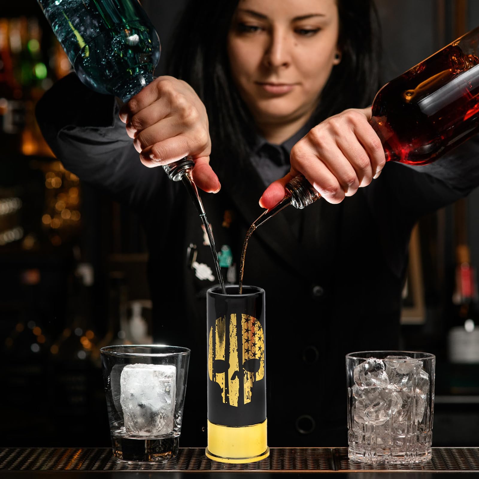 TNSLAND 4 szklanki z trupią czaszką, zabawne kieliszki do wódki, 12 GA, małe kubki do wódki, do tequili, whisky, trupia czaszka, prezenty na wesele, urodziny