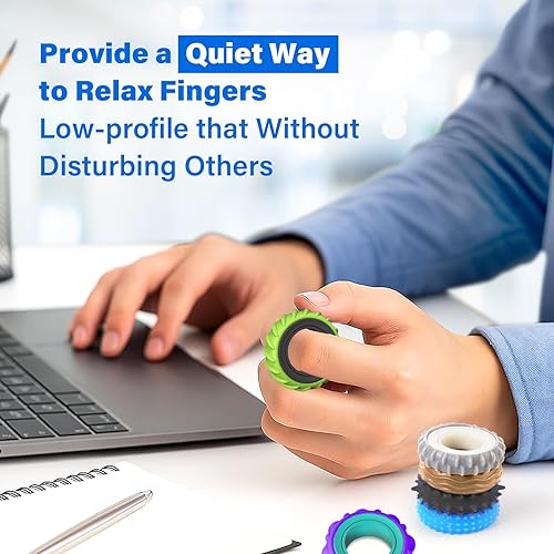 Miniatura 9 de Juguetes sensoriales para adultos, paquete de 12 anillos giratorios de textura, juguetes sensoriales para aliviar el estrés para niños con TDAH