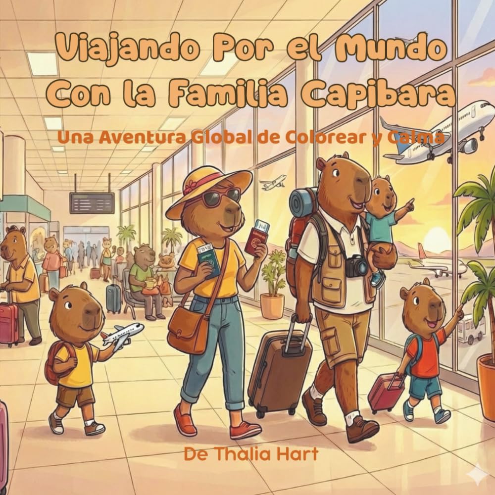 Viajando Por el Mundo Con la Familia Capibara: Una Aventura Global de Colorear y Calma