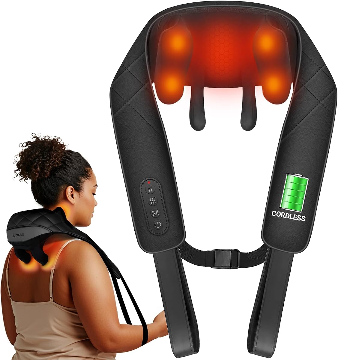 Cordless Neck Massager for Pain Relief Deep Tissue, FSA Eligible | HSA Store Shoulder Massager with Heat, 3 Modes & Speed, Massager Pillow for Neck and Shoulder Pain, Birthday Gifts for Women