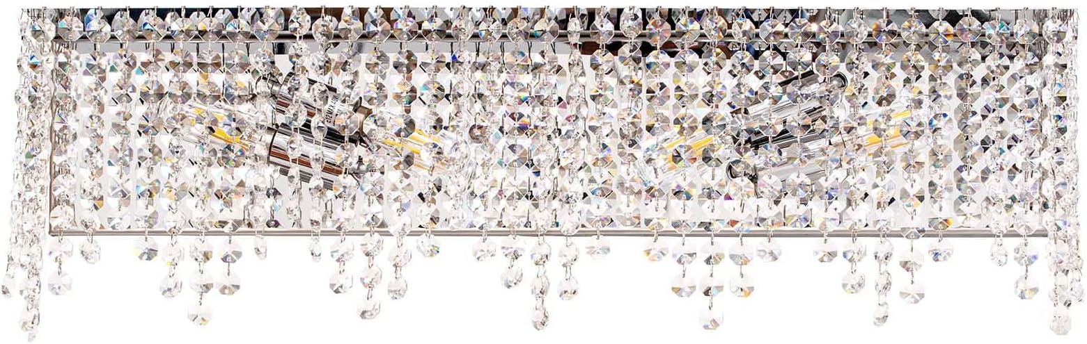 Crystal Bathroom-Light Fixtures Over Mirror, 24 in. Rectangular, Glam Mordern Style, Stainless Bathroom Vanity-Light Fixture with Sparking Clear Crystals