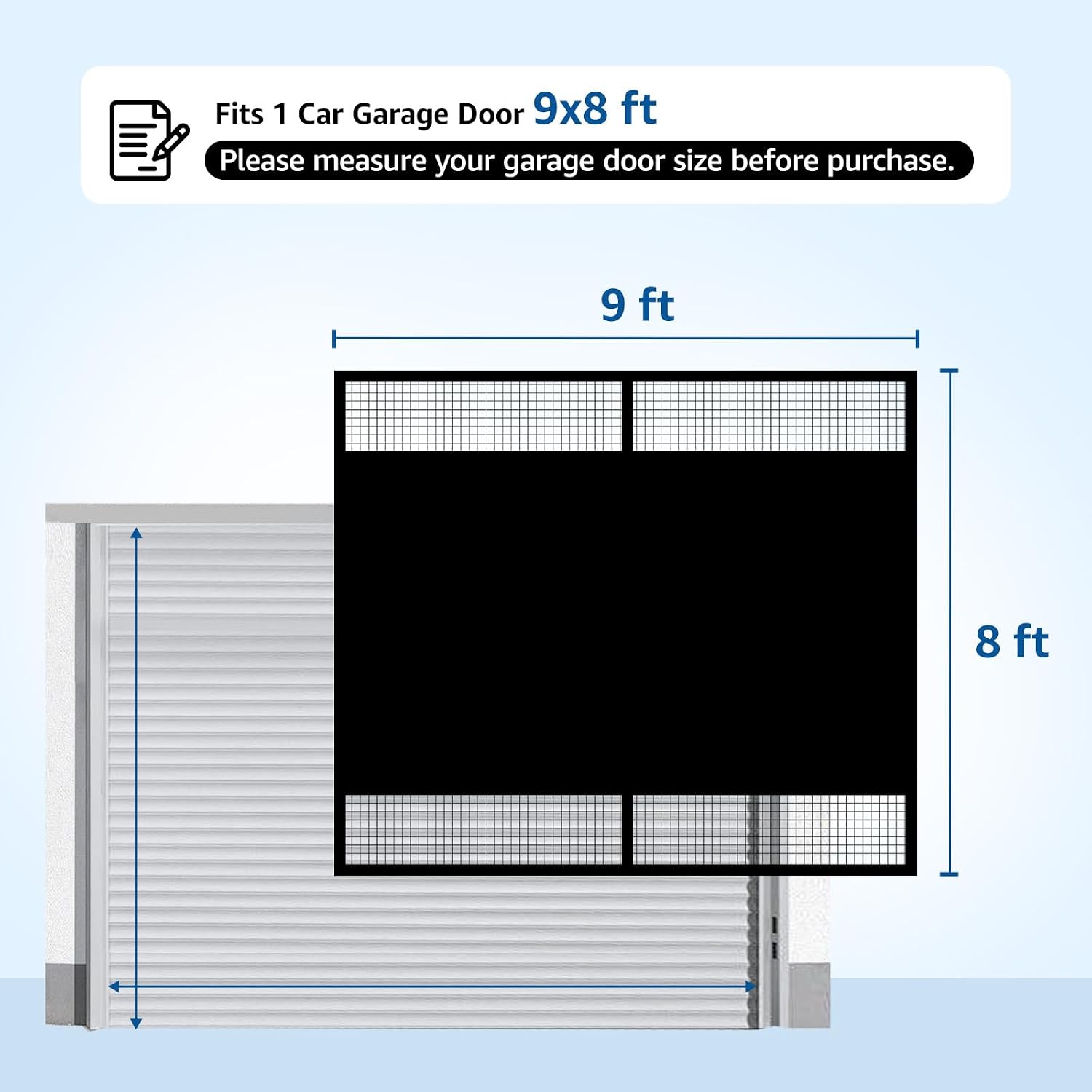 Garage Door Screen 1 Car 9x8 Ft, Privacy Magnetic Closure Garage Net Screen for Garage & Patio, Keep Tiny Animals Out & Pet Friendly, 20 Mins Quick Install for Home Gym, Porch, Balcony(Black) image 2