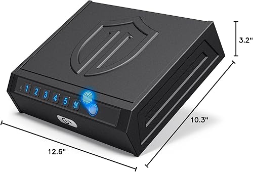 Vista 2 de Gun Safe Biometric Handgun Safe, Fingerprint Pistol Safe 3-Ways Quick-Access Gun Safes for Pistols with Key and Keypad, Gun Lock Box for Pistols