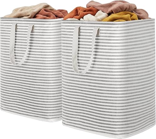 Miniatura 40 de Lifewit Paquete de 2 Cestas de Ropa Grandes Plegables, Cestas de Lavandería Independientes Impermeables con Asas de Fácil Transporte para Cuarto