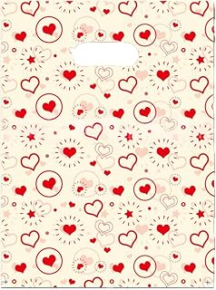 Joyhey 100 Count 5.8" x 7.8" Plastic Merchandise Bags, Shopping Retail Boutique Bags with Die Cut Handles - Red Heart