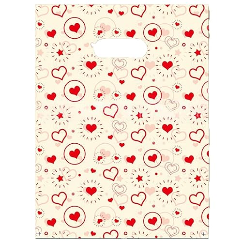 Miniatura 27 de Joyhey 100 unidades de 7.8" x 9.8" bolsas de plástico para mercancía, bolsas de compras y venta al por menor para boutique con asas troqueladas